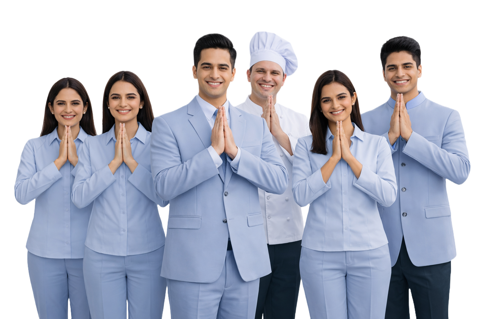 Hospitality team in professional uniforms